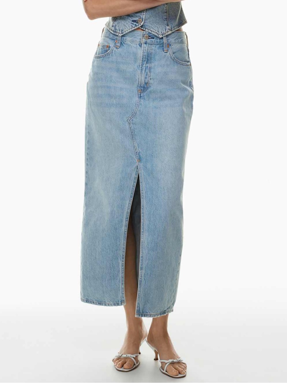 Denim Forum The 90s Vintage Maxi Jean Skirt Light Wash Womens Size 25 By ARITZIA